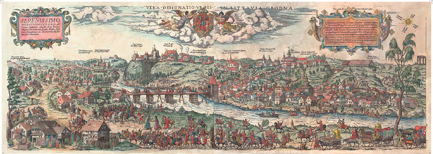 ГРОДНА, (ГРОДНО)1568. КАЛЯРОВАЯ РЭКАНСТРУКЦЫЯ ГРАВЮРЫ.